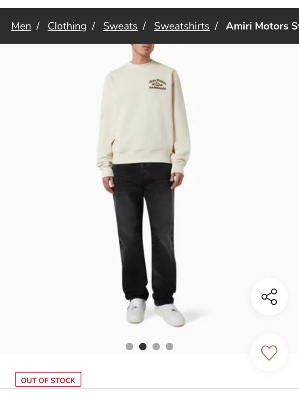 Amiri Cream Crewneck Sweatshirt with Amiri Motors Embroidery - Picture 14 of 15